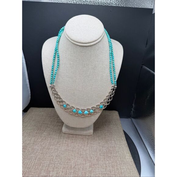 Jay King Sterling Silver Turquoise Double Strand Beaded Necklace - Picture 1 of 8